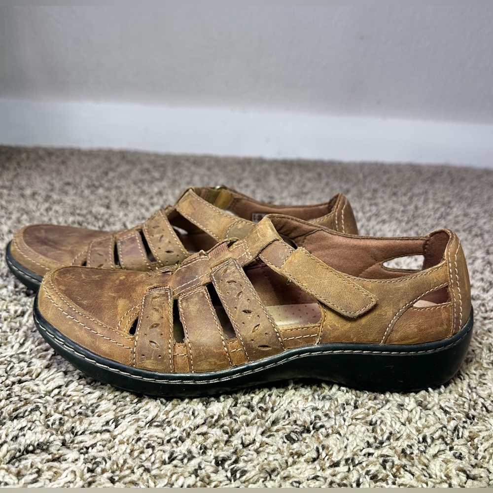 Clarks Shoes Women Size 7 Brown Leather Appley Strap Mary Jane Comfort 22545